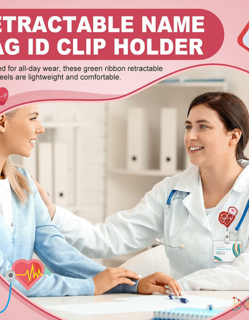 Load image into Gallery viewer, Skyygemm 12 Pcs Nurse Badge Reels Felt Heart Red Retractable Alligator Clip
