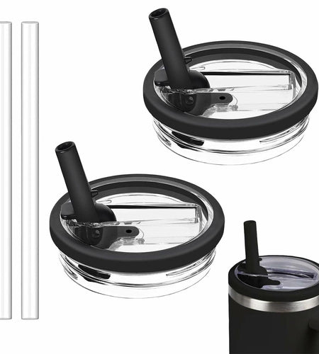 Tianhengyi 40 OZ Tumbler Lid Replacement for Stanley Quencher, 2 Pack Black