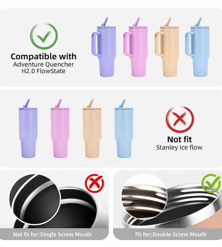 Tianhengyi 40 OZ Tumbler Lid Replacement for Stanley Quencher, 2 Pack Black