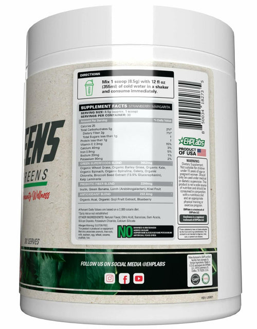 Load image into Gallery viewer, BestBy10/25 EHP Labs OxyGreens Super Greens Powder 30 Serve Strawberry Margarita
