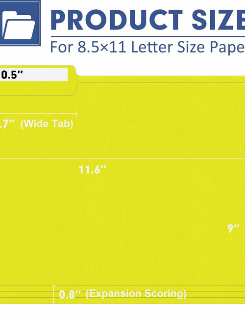 Load image into Gallery viewer, PANDRI File Folder 120 Pack 1/3 Cut Tab Letter Size Yellow
