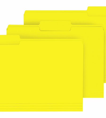 PANDRI File Folder 120 Pack 1/3 Cut Tab Letter Size Yellow