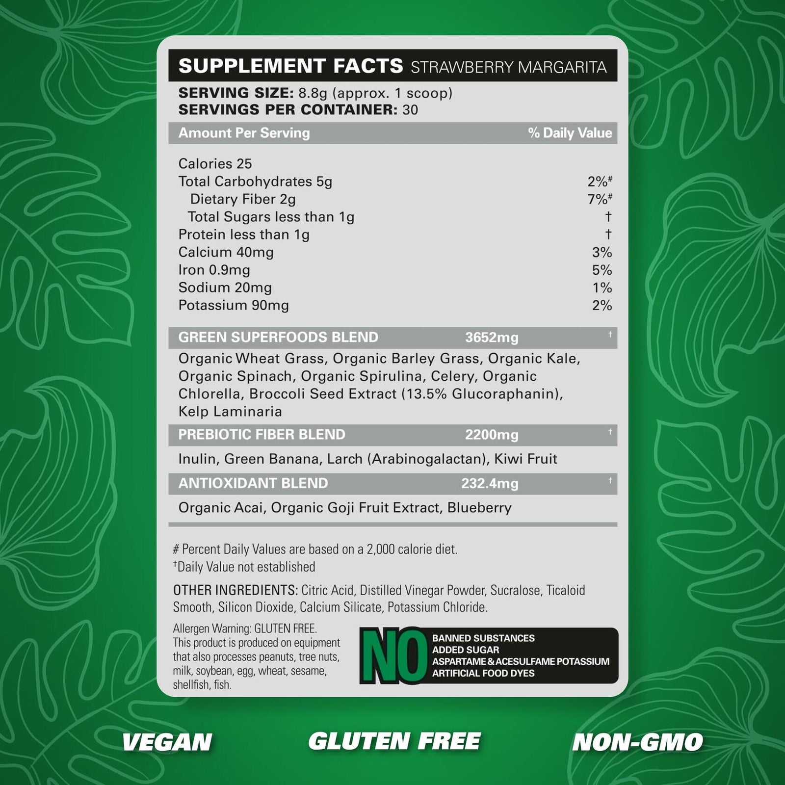 BestBy10/25 EHP Labs OxyGreens Super Greens Powder 30 Serve Strawberry Margarita