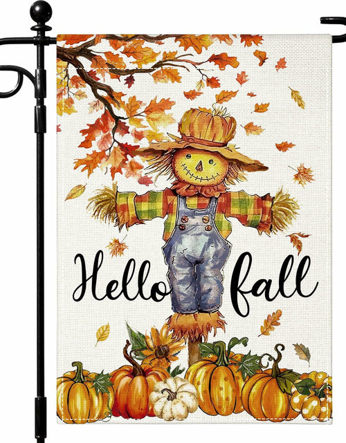 Load image into Gallery viewer, Artscope Fall Maple Leaves Scarecrow Pumpkin Garden Flag 12x18 Inch Polyester

