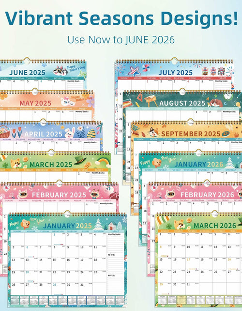 Load image into Gallery viewer, EYROZILL 2025 Wall Calendar Planner Hanging Spiral Bound Magnetic Pet 15x12
