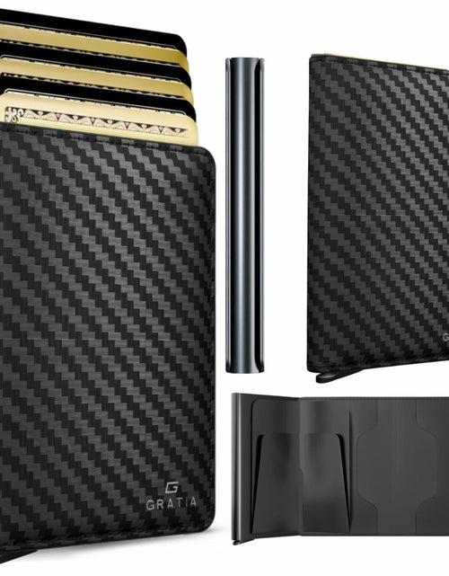 Load image into Gallery viewer, GRATIA NATURALS Slim RFID Wallet for Men, Holds 8 Cards, Carbon
