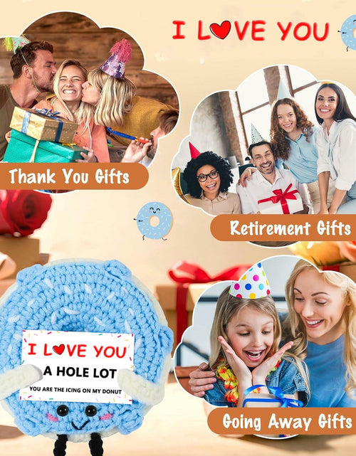 Load image into Gallery viewer, RQWZBCHX I Love You Donut Crochet Gift Long Distance Love Blue
