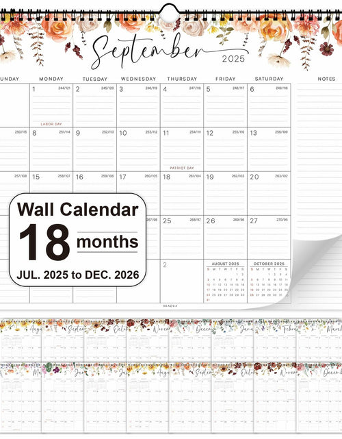 Load image into Gallery viewer, 36AQUA Floral Wall Calendar 2025-2026 11x14" 18-Month Thick Paper
