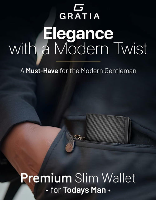 Load image into Gallery viewer, GRATIA NATURALS Slim RFID Wallet for Men, Holds 8 Cards, Carbon
