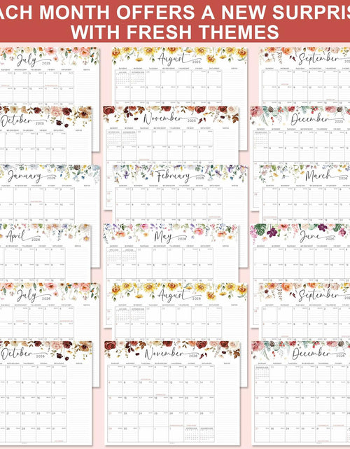 Load image into Gallery viewer, 36AQUA Floral Wall Calendar 2025-2026 11x14" 18-Month Thick Paper
