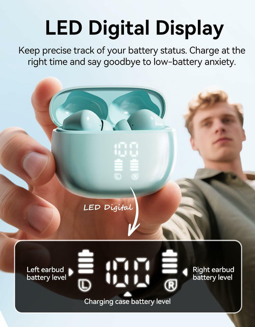 Load image into Gallery viewer, HUIFU Wireless Bluetooth Earbuds 40H Playtime IPX7 Waterproof Mint
