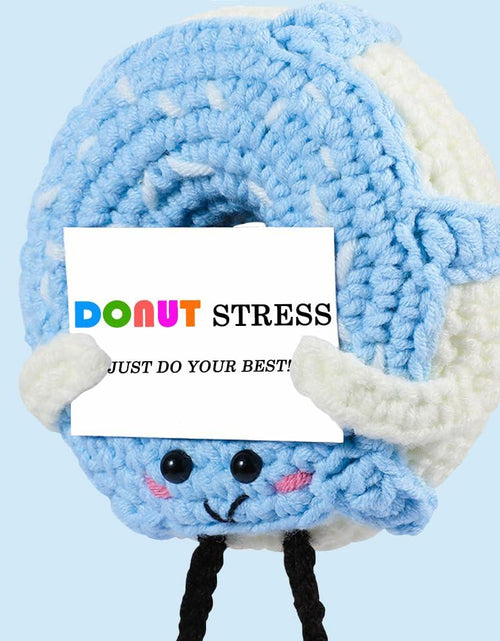 Load image into Gallery viewer, RQWZBCHX Handmade Crochet Donut Stress Toy Inspirational Blue
