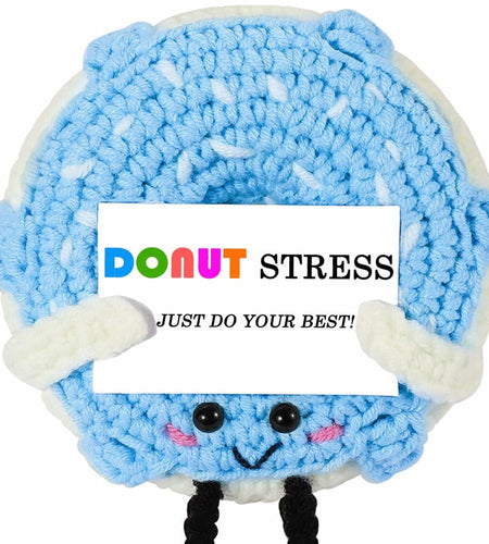 RQWZBCHX Handmade Crochet Donut Stress Toy Inspirational Blue