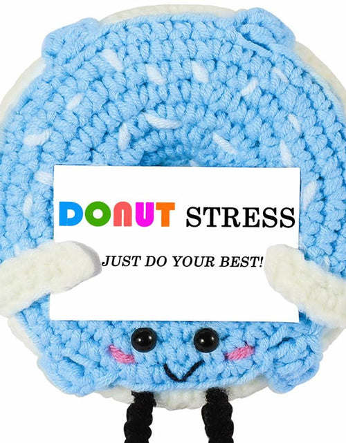 Load image into Gallery viewer, RQWZBCHX Handmade Crochet Donut Stress Toy Inspirational Blue
