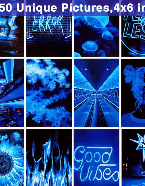 Load image into Gallery viewer, Ctosree 50 Pcs Blue Neon Wall Collage Kit 4x6 Inches Indie Room Decor
