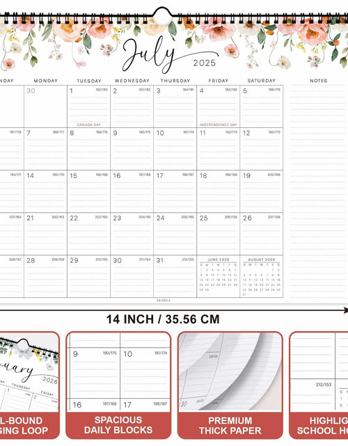 Load image into Gallery viewer, 36AQUA Floral Wall Calendar 2025-2026 11x14" 18-Month Thick Paper

