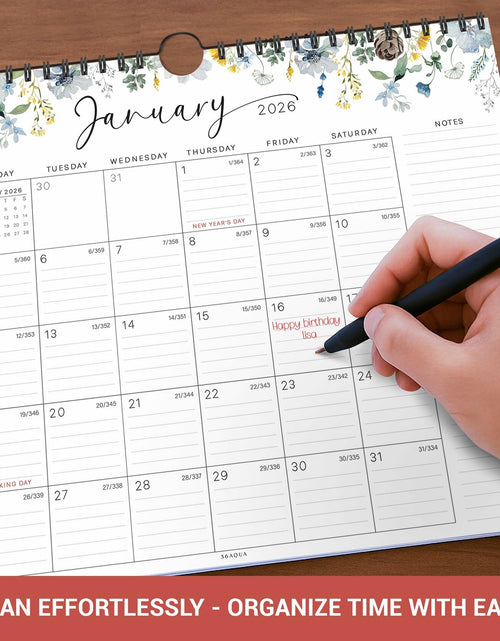 Load image into Gallery viewer, 36AQUA Floral Wall Calendar 2025-2026 11x14" 18-Month Thick Paper
