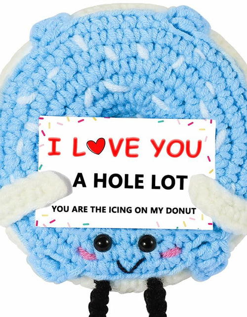 Load image into Gallery viewer, RQWZBCHX I Love You Donut Crochet Gift Long Distance Love Blue
