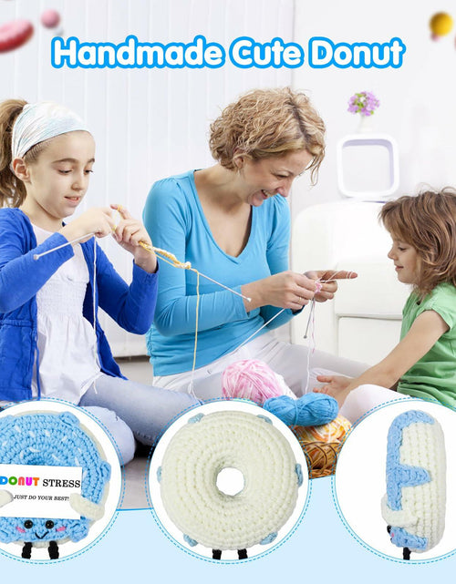 Load image into Gallery viewer, RQWZBCHX Handmade Crochet Donut Stress Toy Inspirational Blue
