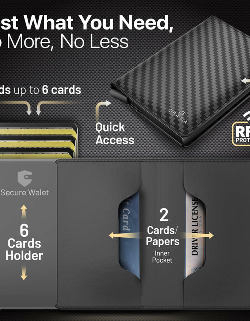 Load image into Gallery viewer, GRATIA NATURALS Slim RFID Wallet for Men, Holds 8 Cards, Carbon
