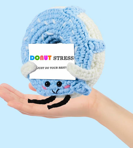 RQWZBCHX Handmade Crochet Donut Stress Toy Inspirational Blue