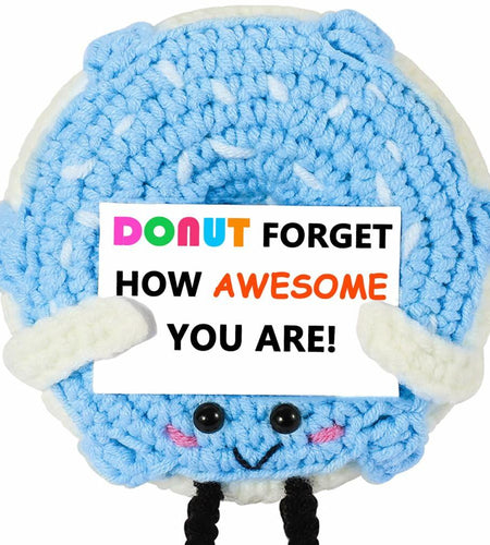 RQWZBCHX Handmade Crochet Donut Inspirational Gift Blue Cute Motivational