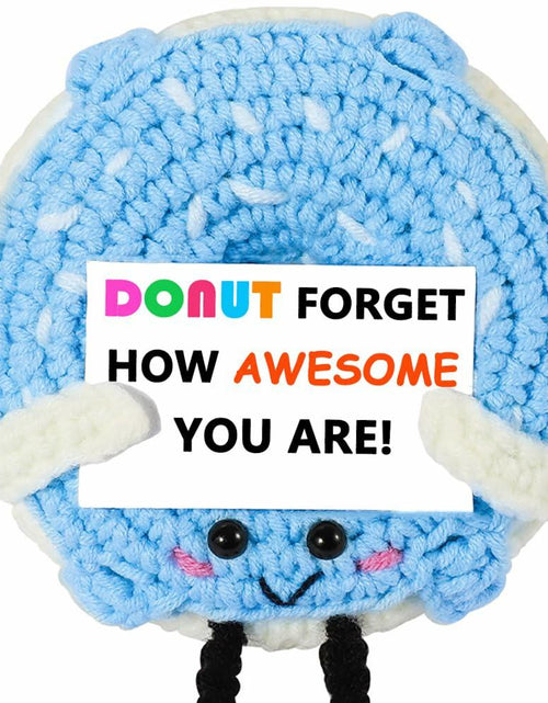 Load image into Gallery viewer, RQWZBCHX Handmade Crochet Donut Inspirational Gift Blue Cute Motivational
