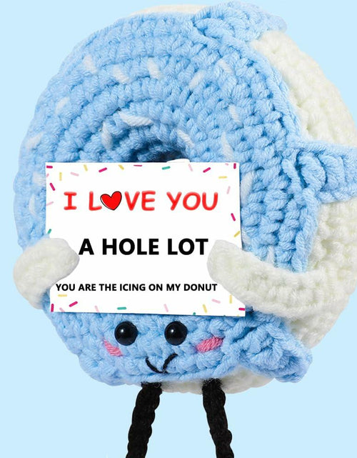 Load image into Gallery viewer, RQWZBCHX I Love You Donut Crochet Gift Long Distance Love Blue
