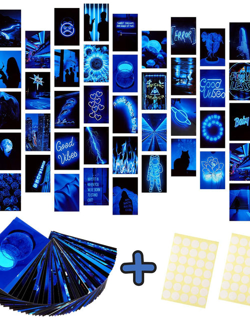 Load image into Gallery viewer, Ctosree 50 Pcs Blue Neon Wall Collage Kit 4x6 Inches Indie Room Decor
