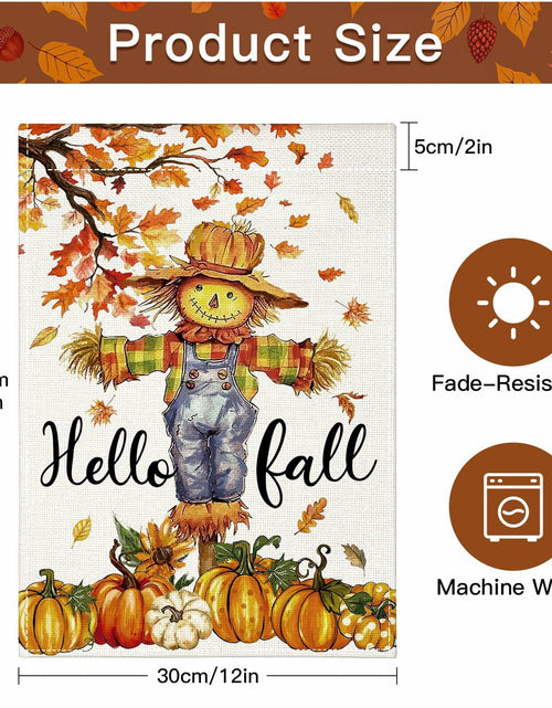 Load image into Gallery viewer, Artscope Fall Maple Leaves Scarecrow Pumpkin Garden Flag 12x18 Inch Polyester
