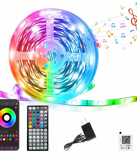 GANZQH RGB Strip Lights 15.20FT USB Powered Smart App Remote Control Multicolor