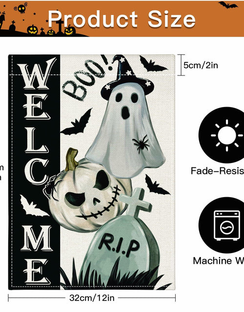 Load image into Gallery viewer, Artscope Halloween Ghost Pumpkin Tombstone Garden Flag 12x18 Inch
