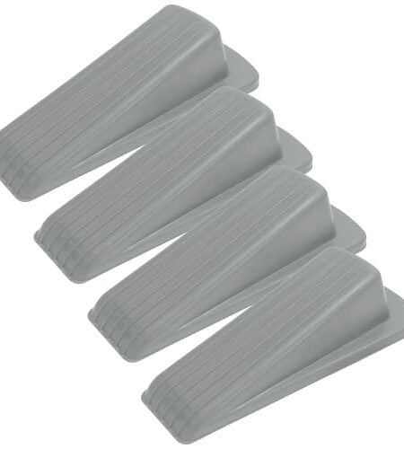 S&T INC. Heavy Duty Rubber Door Stopper Grey 4.8x2.2x1.3in 4 Pack