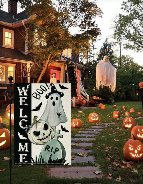 Load image into Gallery viewer, Artscope Halloween Ghost Pumpkin Tombstone Garden Flag 12x18 Inch
