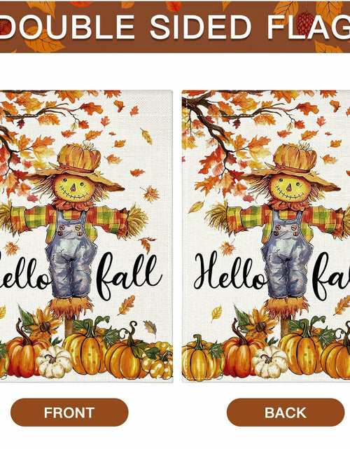 Load image into Gallery viewer, Artscope Fall Maple Leaves Scarecrow Pumpkin Garden Flag 12x18 Inch Polyester
