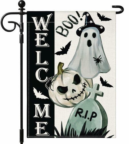 Artscope Halloween Ghost Pumpkin Tombstone Garden Flag 12x18 Inch
