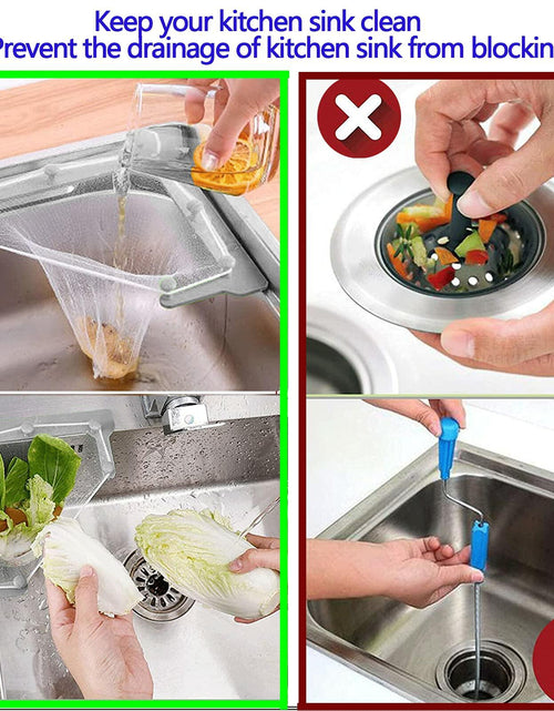 Load image into Gallery viewer, HiBD Kitchen Sink Triangle Tri-Holder Strainer Gray Rack 100PCS Mesh Bags

