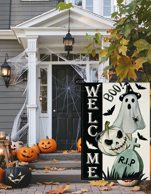 Load image into Gallery viewer, Artscope Halloween Ghost Pumpkin Tombstone Garden Flag 12x18 Inch
