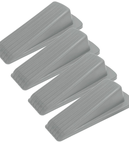 S&T INC. Heavy Duty Rubber Door Stopper Grey 4.8x2.2x1.3in 4 Pack