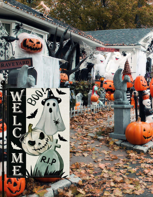 Load image into Gallery viewer, Artscope Halloween Ghost Pumpkin Tombstone Garden Flag 12x18 Inch
