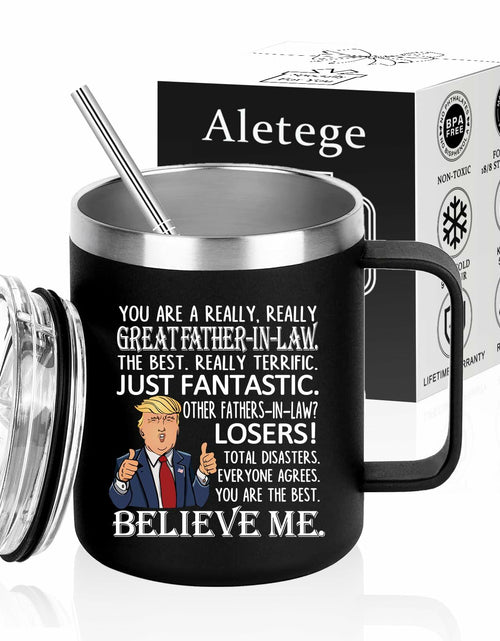 Load image into Gallery viewer, Aletege Great Father-In-Law Mug 12 OZ Black Stainless Steel Coffee Cup
