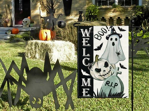 Load image into Gallery viewer, Artscope Halloween Ghost Pumpkin Tombstone Garden Flag 12x18 Inch

