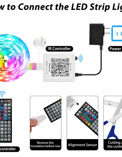 Load image into Gallery viewer, GANZQH RGB Strip Lights 15.20FT USB Powered Smart App Remote Control Multicolor
