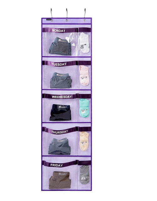 Load image into Gallery viewer, ANZORG Hanging Closet Organizer Kids Weekly Clothes Storage Purple
