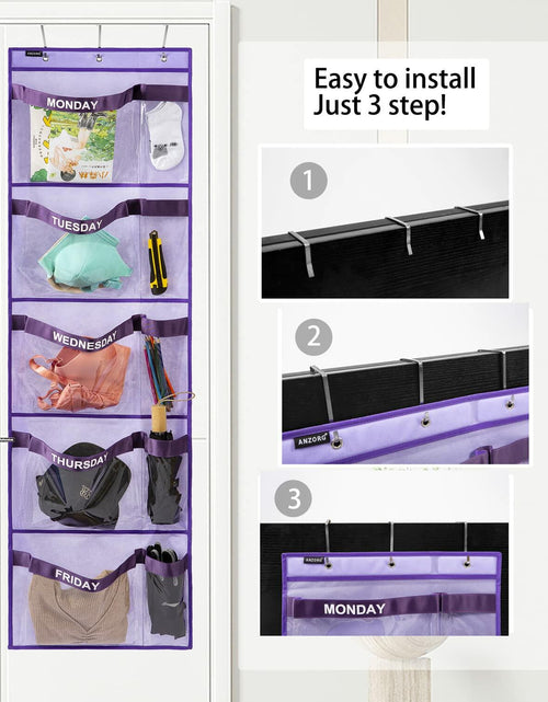 Load image into Gallery viewer, ANZORG Hanging Closet Organizer Kids Weekly Clothes Storage Purple
