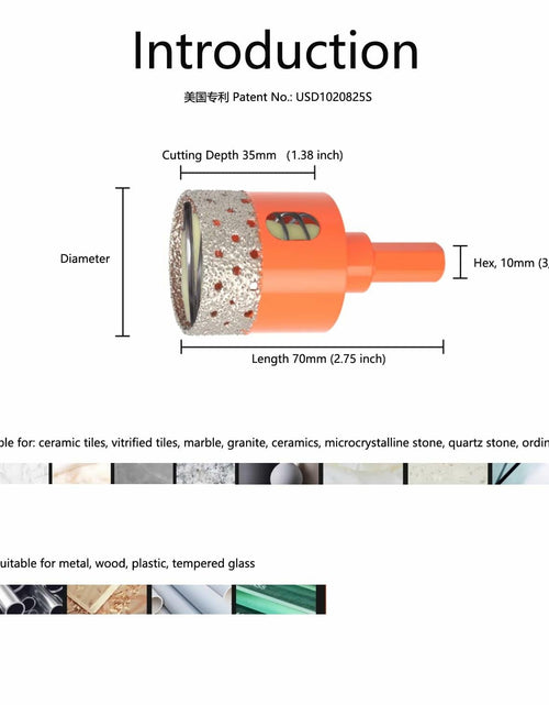 Load image into Gallery viewer, Diamond Core Drill Bit 2" Brazed Hole Saw for Tile Glass Porcelain Marble
