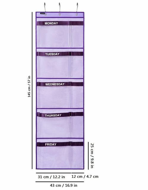 Load image into Gallery viewer, ANZORG Hanging Closet Organizer Kids Weekly Clothes Storage Purple
