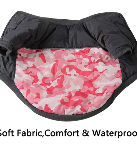 Vecomfy Warm Dog Coat Small Waterproof Fleece Lined Puppy Jacket Pink Camo