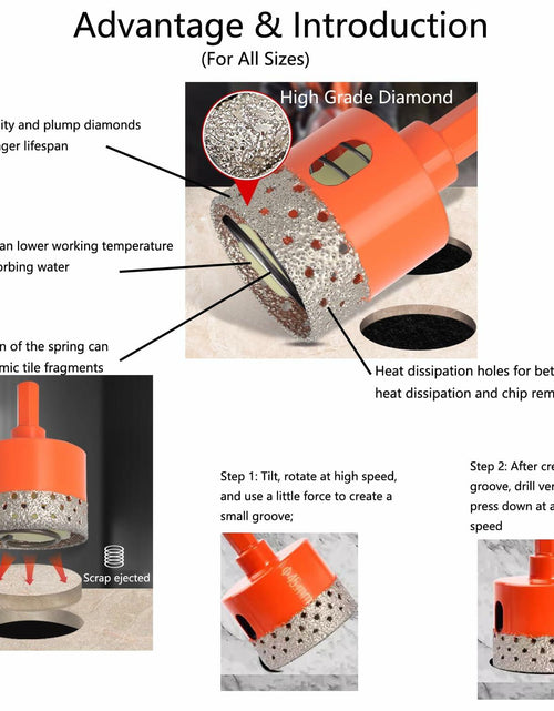 Load image into Gallery viewer, Diamond Core Drill Bit 2" Brazed Hole Saw for Tile Glass Porcelain Marble
