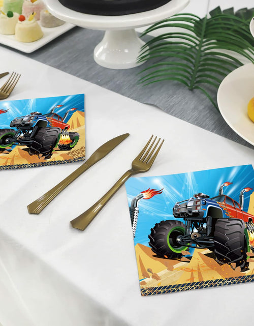 Load image into Gallery viewer, OXYLIPO Monster Truck Dessert Napkins 40pcs 13x13in 3-Ply Paper Party
